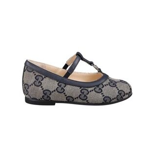 Gucci Leather Canvas Blue Ballerinas Double G Classic Italy Size US 11.5 EU 29